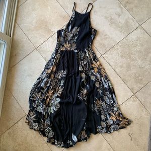 Free People Black Cotton Dress with floral print